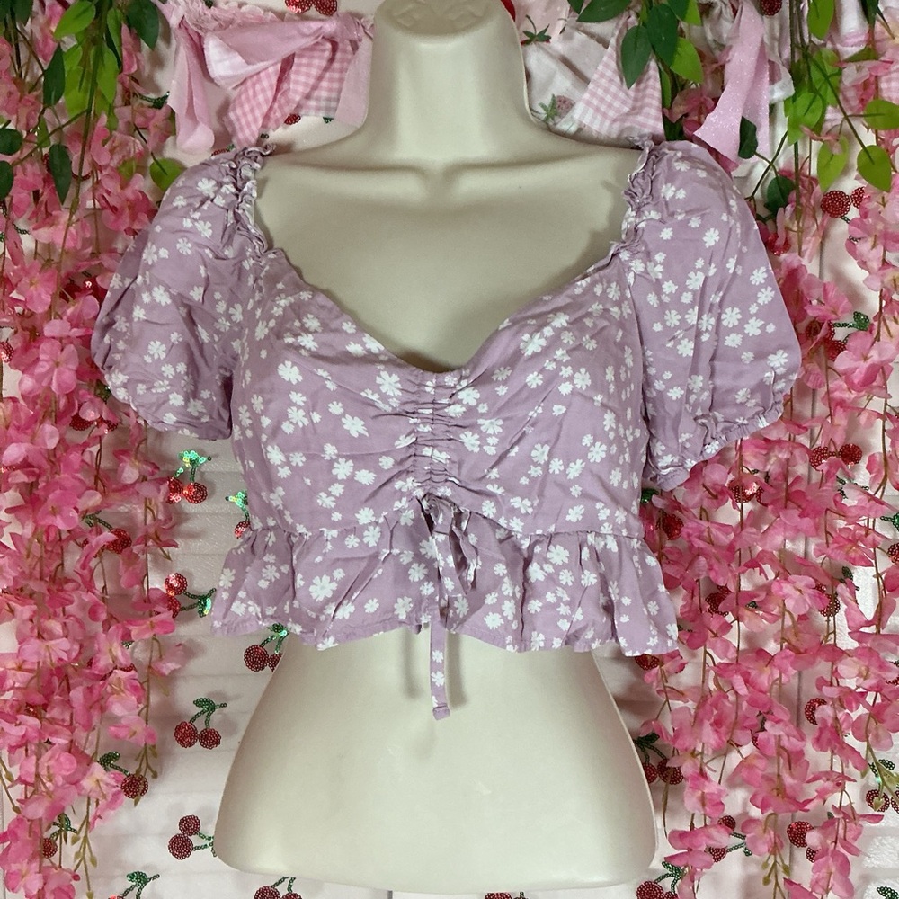 Purple elodie floral crop top